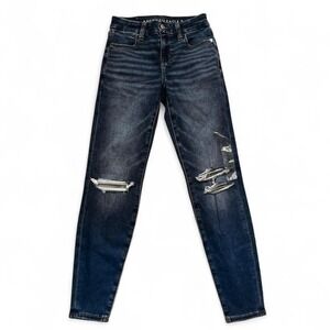 American Eagle Curvy High-Rise Jegging Dark Wash Distressed Skinny Jeans Size 0